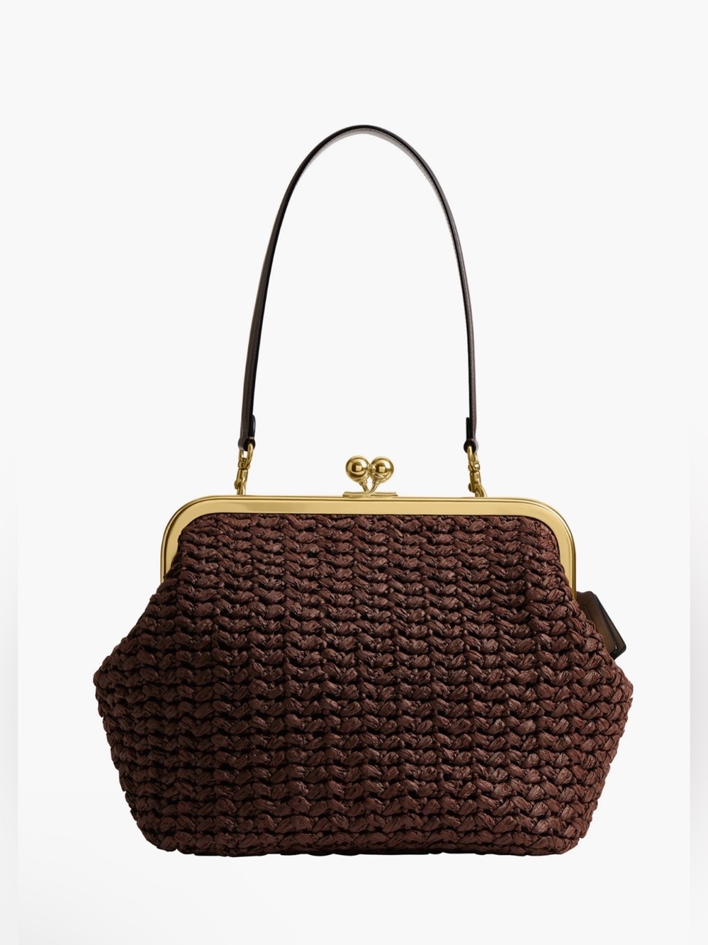 *NWT* COACH Large Kisslock Woven Straw Frame Bag